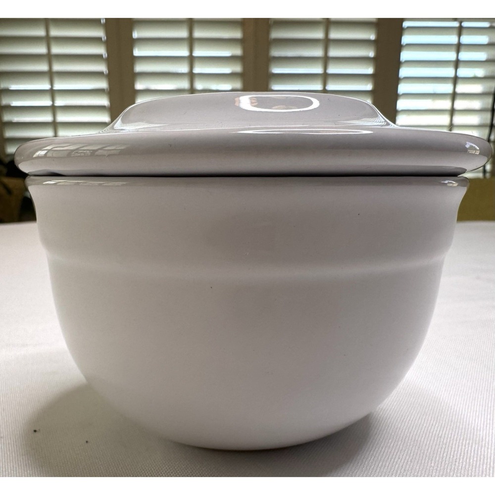 Emile Henry Butter Bell Keeper Pot Dish White Cream Ceramic Pottery - Read